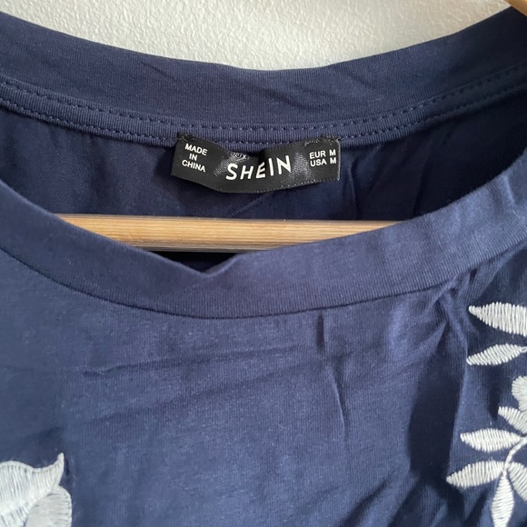 SHEIN Floral Embroidered Flutter Sleeve Tee - Picture 3 of 10